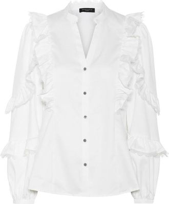 Bruuns Bazaar Overhemden, Dames, Wit, M, Polyester, Klassieke Witte Shirt met Borstzak