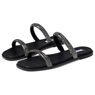 Steve Madden Orita Sandals Womens Black Square Toe Slip On Comfort Slide HTAT411