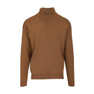 Christophe Lemaire High-neck wool Jumper with ribbed hem - male - Lemaire - Turtlenecks - Brown - M - Knitwear