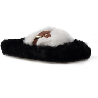 Artisan by Zigi Zaytina Faux Fur Slide Sandal in Wht/blk Fx at Nordstrom, Size 10