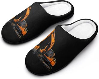 Generic Excavator Engineering Vehicle Truck Funny Mens Cotton Slippers Soft Non-Slip Rubber Sole House Slipper Indoor Outdoor