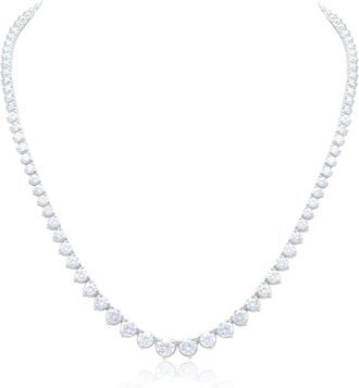 Diana M. Jewels 14kt white gold lab grown round diamond 3 prong graduated tennis necklace weighing 15.15 cts tw
