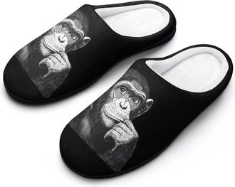 Generic Chimp Thinking Monkey Mens Slippers Memory Foam Winter Warm Sandals Slip On House Shoes Size 7-14