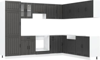 vidaXL Vidaxl - Mueble De Cocina Lucca Negra 14 Piezas Madera Contrachapada