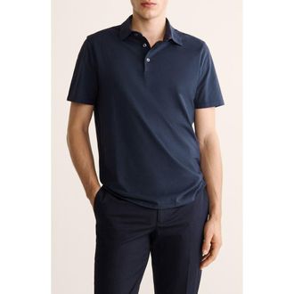Mango Slim Fit Cotton Polo in Navy at Nordstrom, Size X-Large