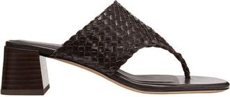 Margaux Eyewear The Woven Deia 50 Sandal in Espresso Leather at Nordstrom, Size 37.5