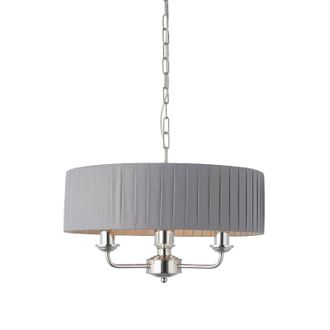 Loops Ceiling Pendant Light - Bright Nickel & Charcoal Fabric - 3 x 40W E14 - e10234