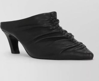 Ash mid heel leather mules draped ruched design