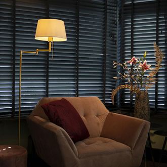 QAZQA Classic Floor Lamp Bronze with Adjustable White Shade - Ladas Fix