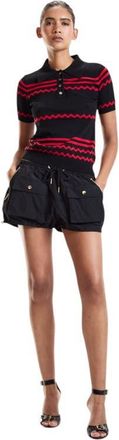 Cynthia Rowley Ziggy Cropped Knit Polo in Black at Nordstrom, Size X-Small