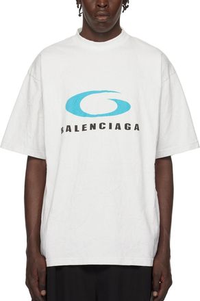 Balenciaga Mens Loop Sports Icon T-Shirt in White Cotton - Size X-Large
