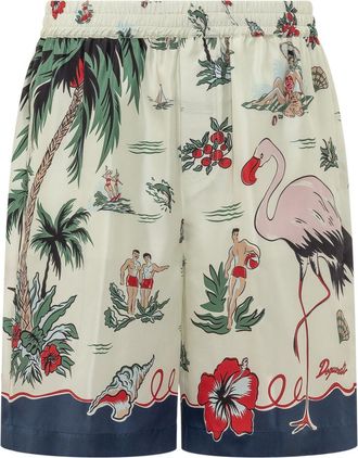 Dsquared2 White Graphic Shorts
