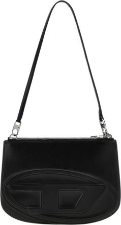 Diesel Gebogen Leren Schoudertas - Dames - Schoudertassen - Zwart - ONE Size - Leer - Tassen