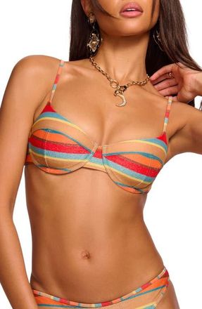 Ramy Brook Mona Metallic Stripe Underwire Swim Top in Flame Glitter Stripe at Nordstrom, Size X-Small