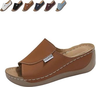 Generic Breathable Platform Slip On Walking Sandals for Women, Arch Support Open Toe Orthopedic Slippers with Thick Cushioned Sole All Day Walking Casual Sand