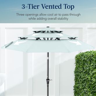 Best Choice Products 10ft 3-Tier Patio Umbrella, Market Sun Shade w/ Tilt Adjustment, Easy Crank