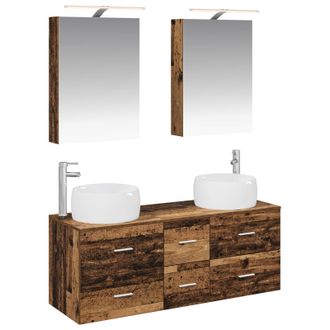 vidaXL Juego De Muebles De Ba&ntilde;o 5 Pcs Madera Envejecida Vidaxl