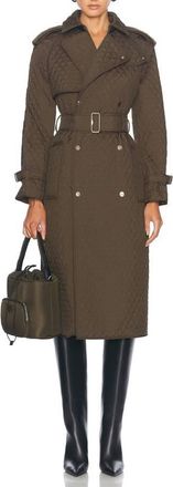 Burberry Long Quilted Trench Coat, Size X-Small