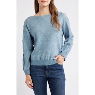 Wit & Wisdom Boat Neck Sweater in Heather Nile Blue at Nordstrom Rack, Size Small
