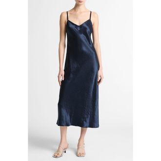 Vince Midi Satin Slipdress in Coastal at Nordstrom, Size Xx-Small