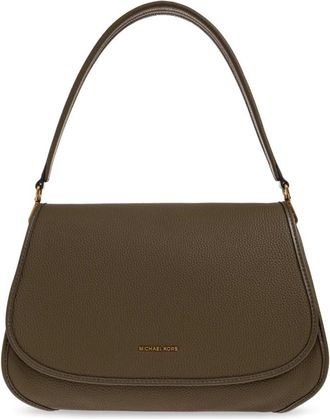 Michael Kors Holmes Medium Gekorreld Leder Convertible Messenger Bag - Dames - Schoudertassen - Groen - ONE Size - Leer - Tassen