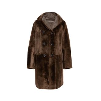 Gimos Cappotto reversibile con cappuccio in montone merino doppiopetto - - Coats - Donna - Marrone - S