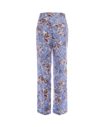 Liu Jo Womens Wide-Leg Trousers Blue Wave Liles Cotton