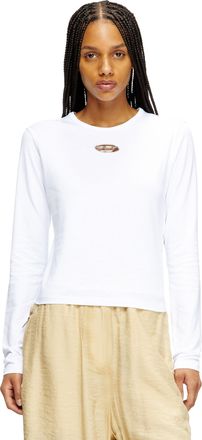 Diesel Long-sleeve top with Oval D cut-out - T-Shirts - Woman - White