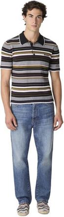 Missoni Striped Cotton Polo Shirt With Embroidered Logo Lettering in Red Multi at Nordstrom, Size 54 It