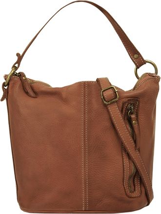Cluty Umh&auml;ngetasche CLUTY, Damen, Gr. B/H/T: 28cm x 25cm x 7cm onesize, braun (cognac), Leder, unifarben, Taschen Umh&auml;ngetasche, echt Leder, Made in Italy