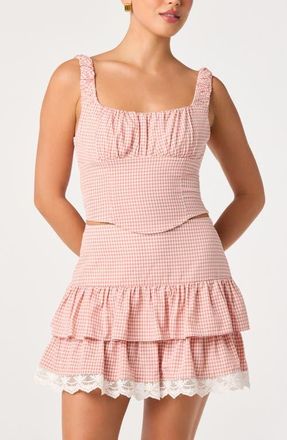 ASTR the Label Penny Gingham Tank in Pink Gingham at Nordstrom, Size X-Large