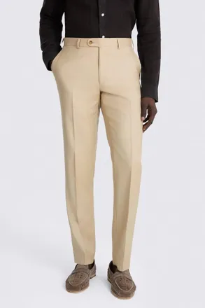 Vitale Barberis Italian Tailored Fit Latte Twill Trousers