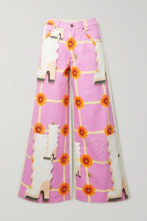 Loewe Printed High-rise Wide-leg Jeans - Rosa