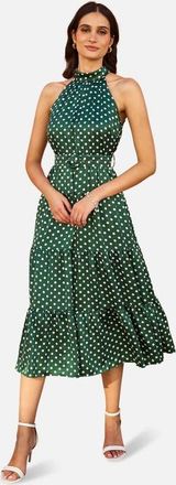 Yumi Spot Print Halter Midi Dress in Green at Nordstrom, Size 10