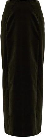 Jil Sander Rok met enkele split aan de achterkant - Dames - Midirokken - Groen - XL - Katoen - Rokken