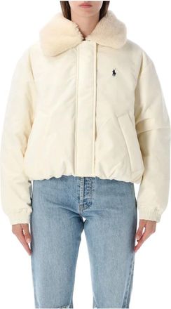 Polo Ralph Lauren Giacca Bomber con Collo in Pelliccia - - Jackets - Donna - Bianco - L