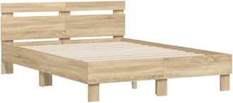 vidaXL Bed Frame with LED Sonoma 137 x 190 cm Engineered Wood vidaXL
