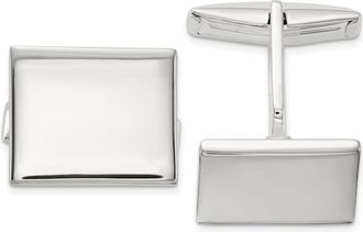 Diamond2Deal Sterling Silver Polished Rectangle Cuff Links