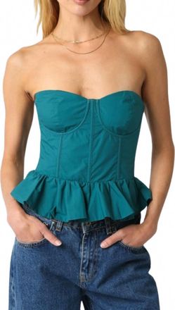 Olivaceous Strapless Corset Top In Dark Green