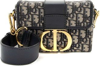 Dior Blue Leather Oblique Montaigne 30 Box Shoulder Bag (Authentic Pre-Loved)