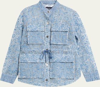 Veronica Beard Lane Sheer Floral Denim Jacket