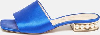 Nicholas Kirkwood Blue Satin Crystal Embellished Slides