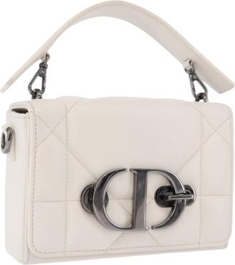 Dior Caro Leather White Leather Handbag (Pre-Owned)