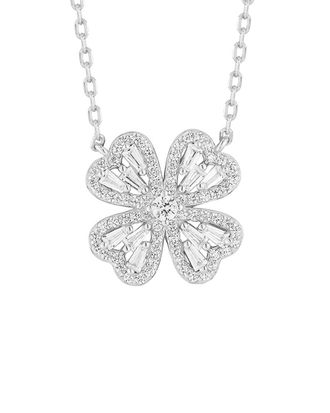 Glaze Jewelry Silver Cz Clover Necklace