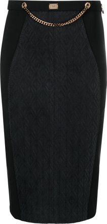 Elisabetta Franchi logo-plaque high-waisted skirt - women - Polyamide/Spandex/Elastane - 40 - Black