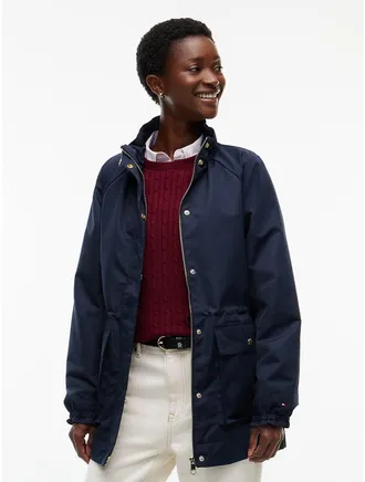 Tommy Hilfiger Womens Water-Resistant Parka - Navy Blue - XXL