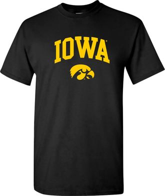 UGP Campus Apparel NCAA Arch Logo - NCAA Sports Team Color T Shirt, Iowa Hawkeyes Black, XXL