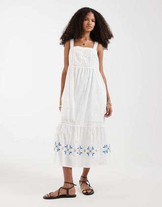 Levi's Vestito lungo in pizzo sangallo bianco con stampa