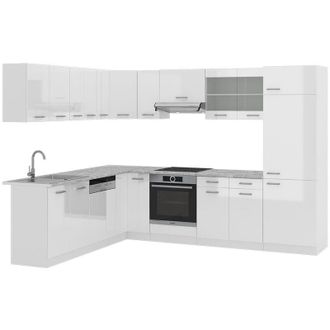 Vicco Cucina angolare completa R-Line, Bianco, 227 x 287 cm senza piano di lavoro