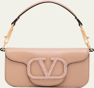 Valentino Garavani Loco Small Leather Top-Handle Bag with Jewel VLogo